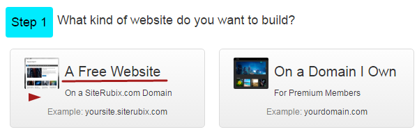 siterubix free website step 1