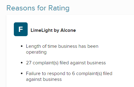 limelight bbb rating