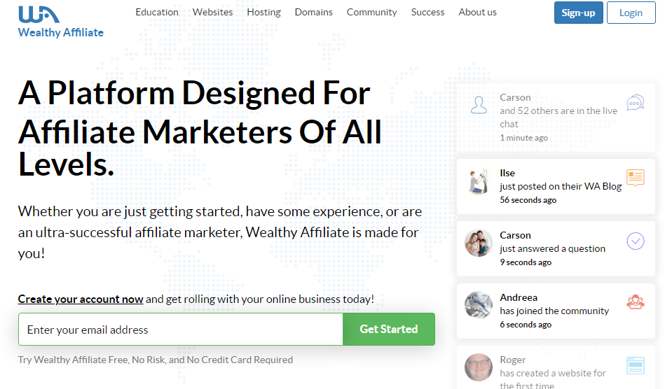wealthy affiliate homepage